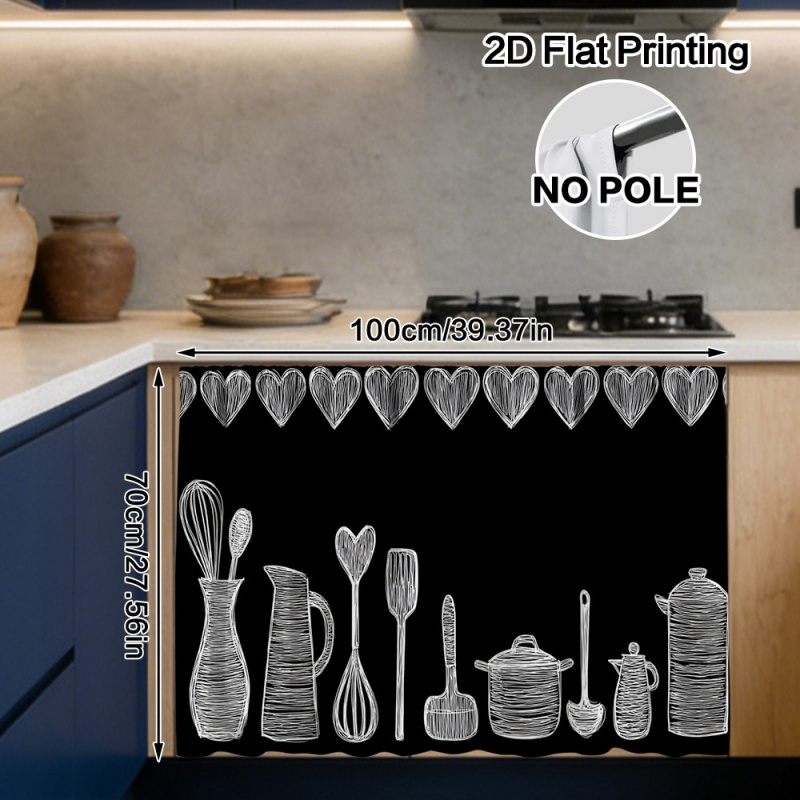 Home Cooking Youtube - VIKAMA Heart-Shaped Cabinet Curtain for Kitchen