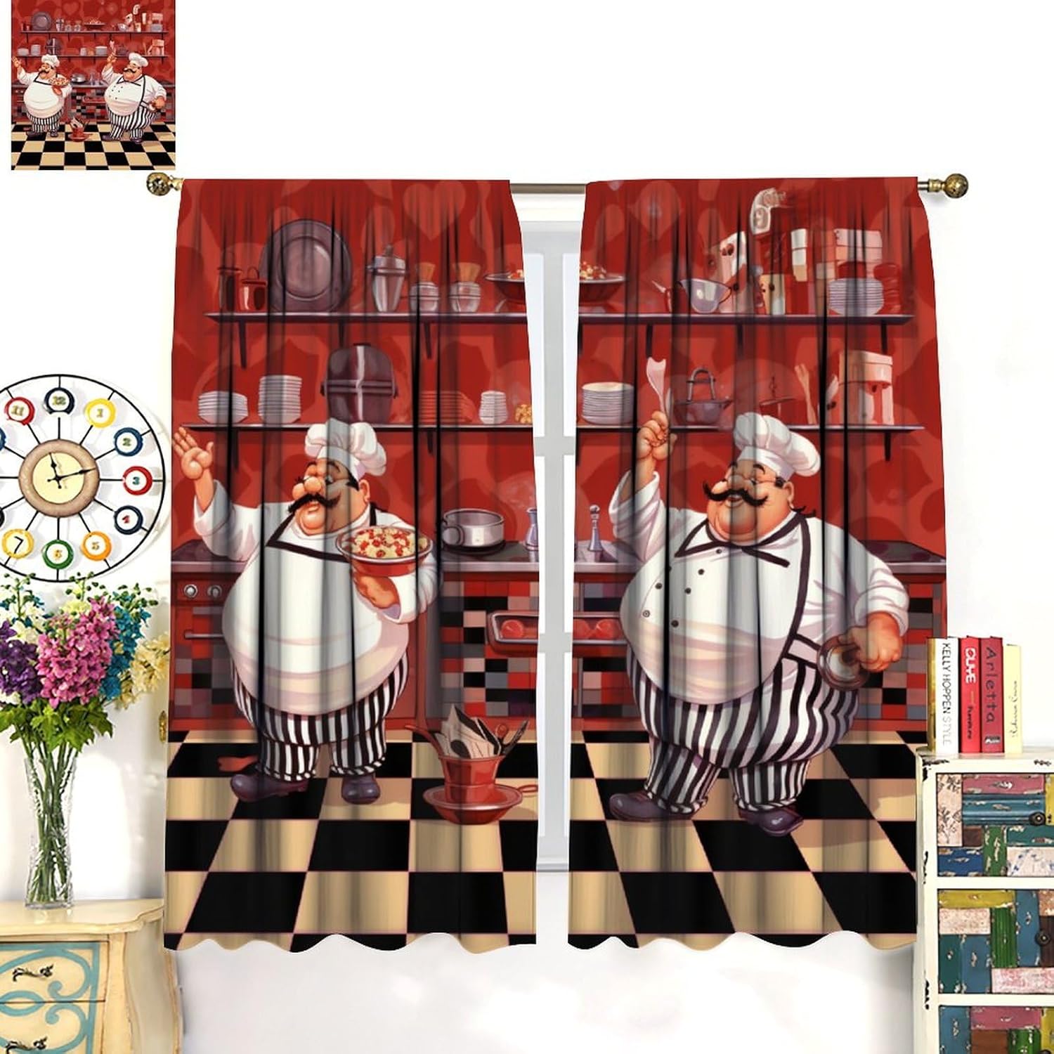 Kitchen Funny Chef Curtains, C - Home Cooking Youtube avis et prix