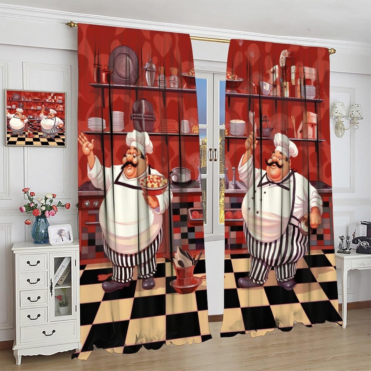Kitchen Funny Chef Curtains, C - Home Cooking Youtube avis et prix