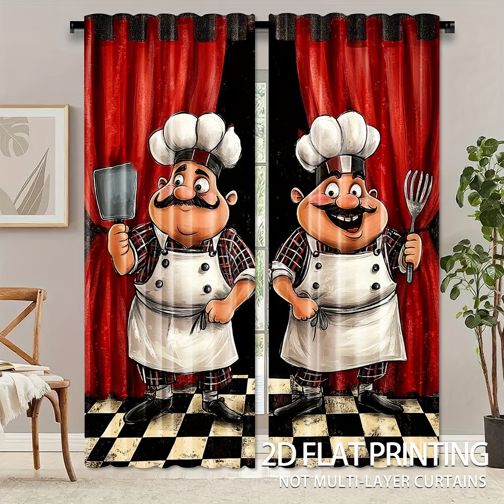 2pcs Chef Kitchen Curtains - F - Home Cooking Youtube avis et prix
