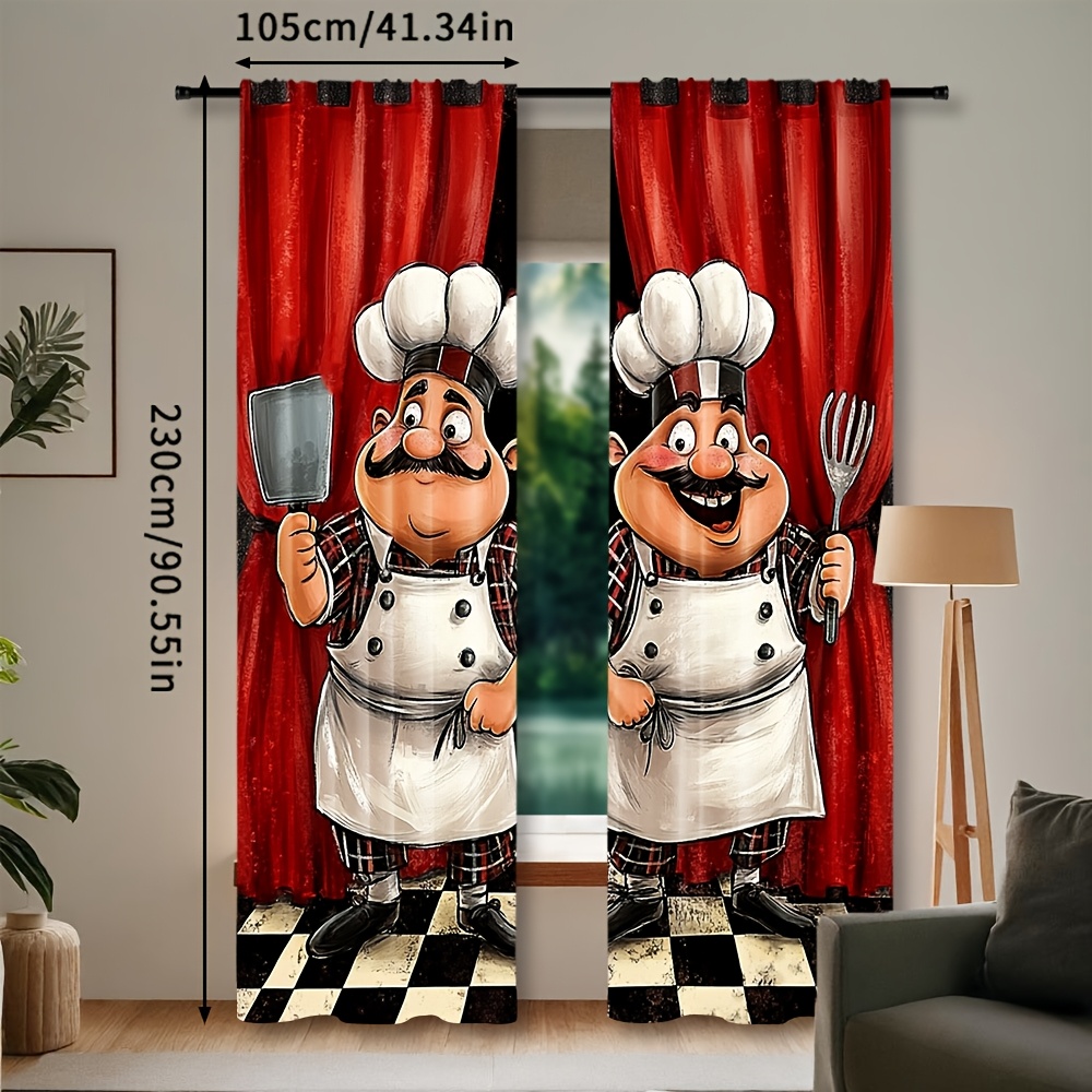 2pcs Chef Kitchen Curtains - F - Home Cooking Youtube avis et prix