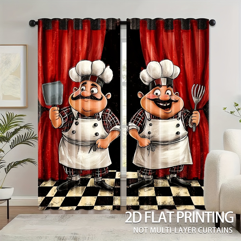 2pcs Chef Kitchen Curtains - F - Home Cooking Youtube avis et prix