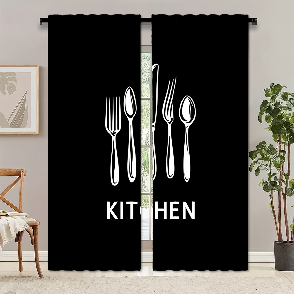 Kitchen Utensils Text Curtains - Home Cooking Youtube avis et prix