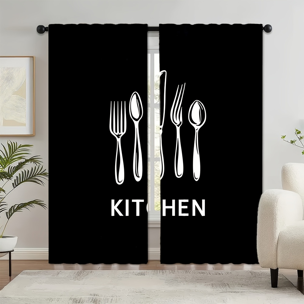 Kitchen Utensils Text Curtains - Home Cooking Youtube avis et prix