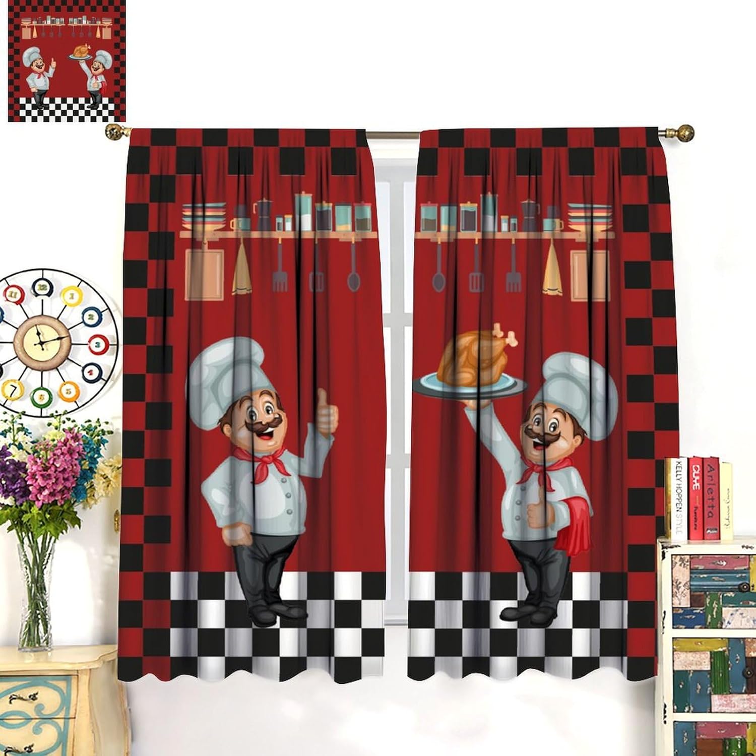 Chef Kitchen Curtains, Modern  - Home Cooking Youtube avis et prix
