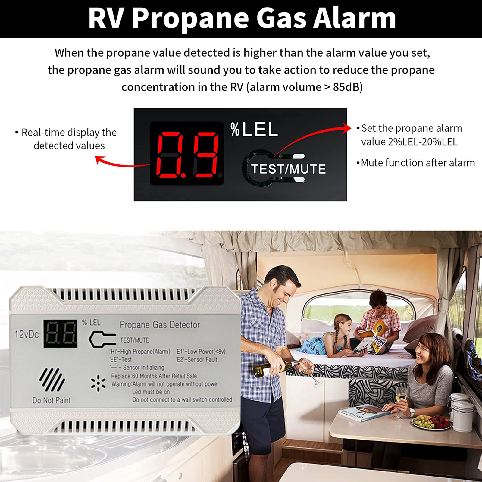 RV Propane Gas Detector 85dB L - Home Cooking Gas avis et prix