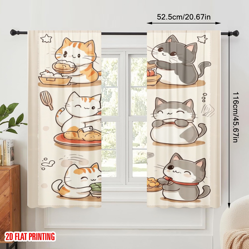 2pcs,2D plane printing Curtain - Home Cooking Youtube avis et prix
