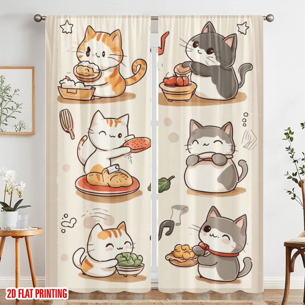 2pcs,2D plane printing Curtain - Home Cooking Youtube avis et prix